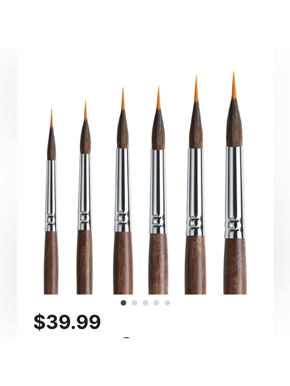 Artify Point Round Paint Brush Set - Brown Handles new in box